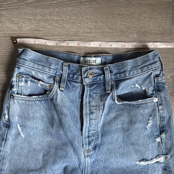 AGOLDE 90's Mid Rise Loose Fit Cotton Ripped Leg Jeans size 23 - Picture 7 of 12